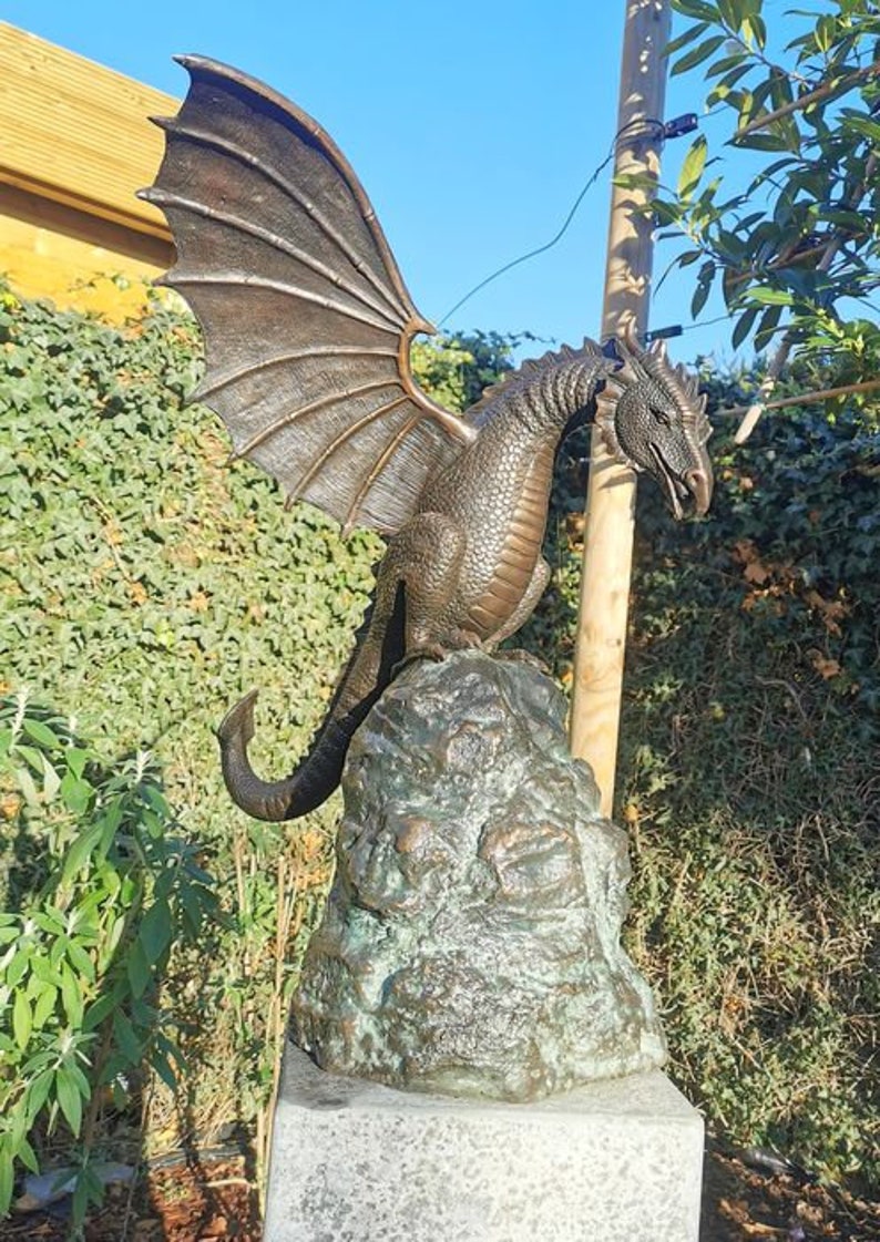 Large Bronze Dragon Garden Statue Fountain Garden Etsy