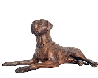 Sculpture en bronze réaliste d'un chien au repos - Chien en bronze - Animaux en bronze - Cadeau amoureux des chiens - Décoration antique