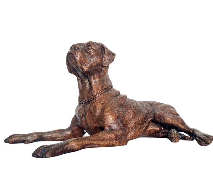 Lifelike bronze sculpture of a resting dog - Bronze dog - Bronze animals - gift dog lover - antique decoration