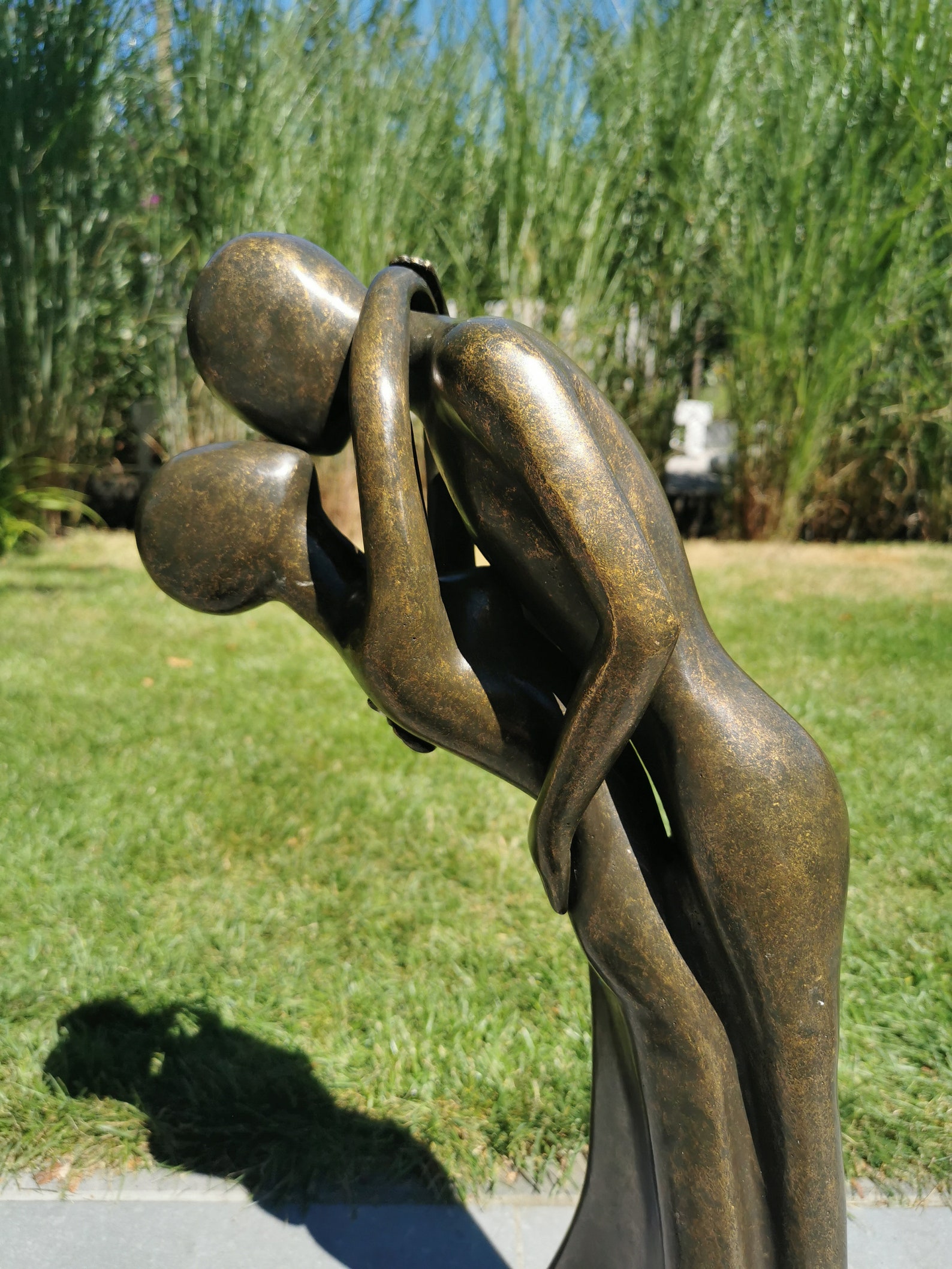Couple embracing and kissing Bronze sculpture Large Etsy