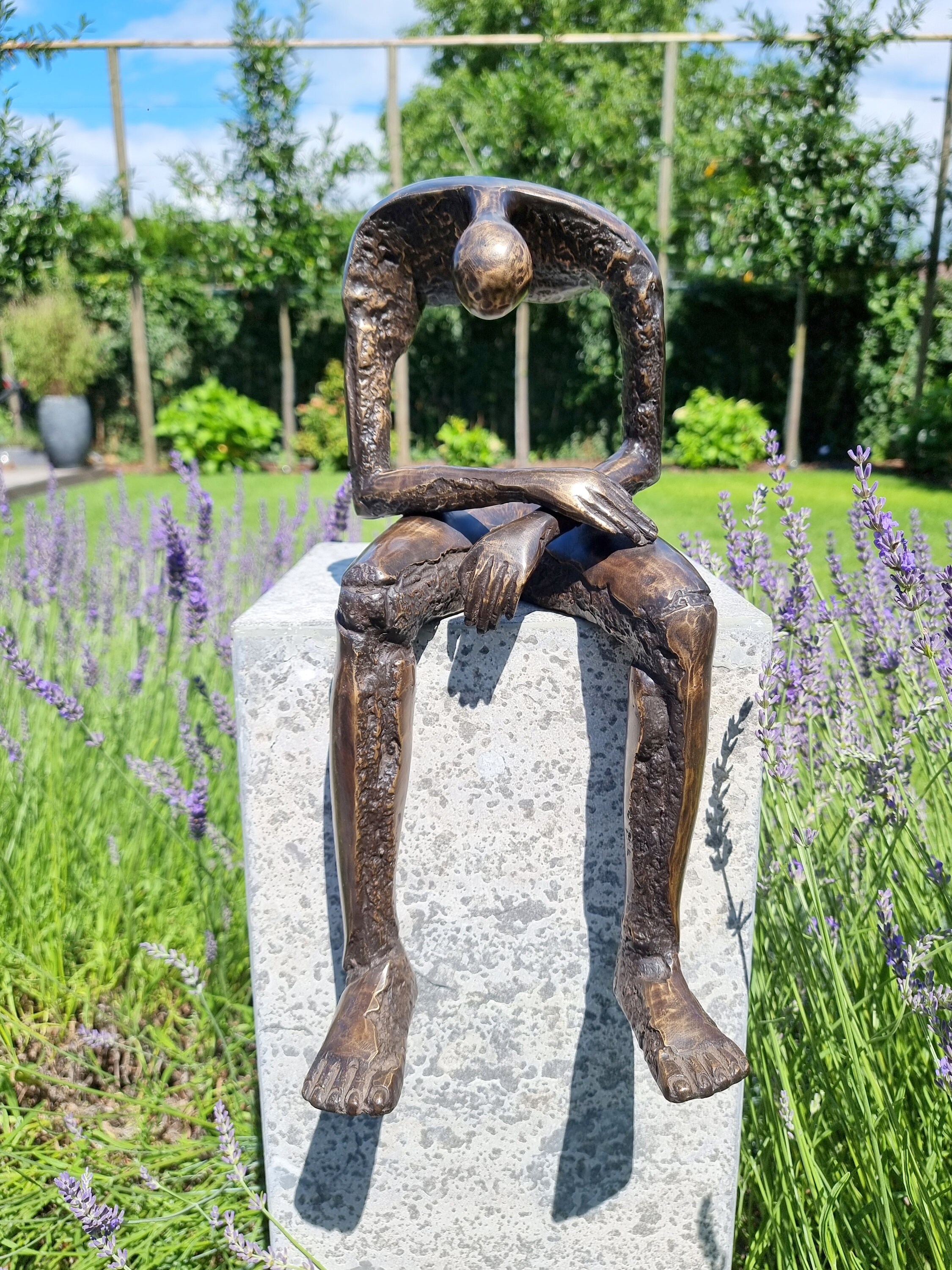 Modernist Bronze Sculpture Seated Bronze human Seated Giant