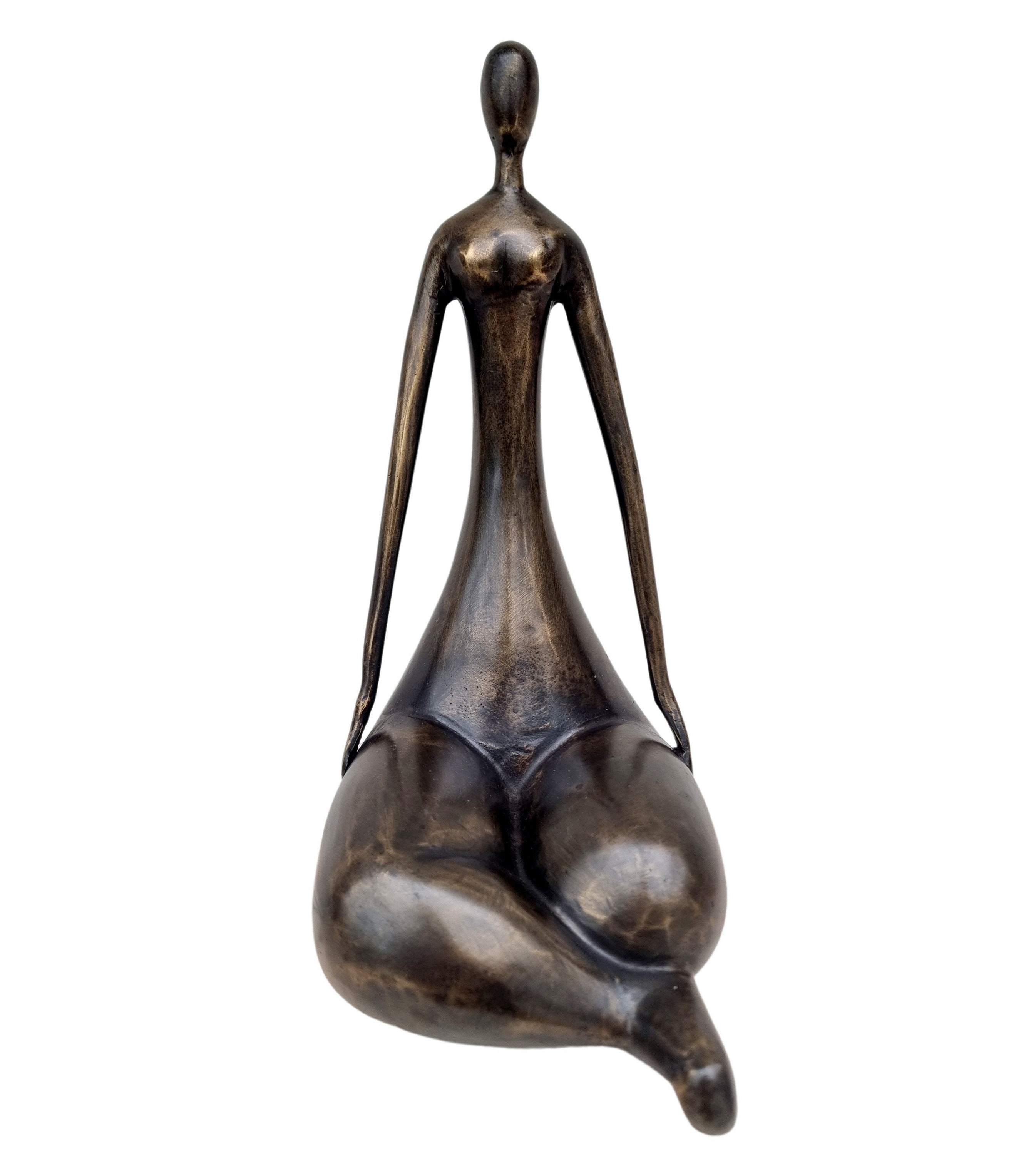 Minimalist bronze sculpture Seated woman Abstract bronze sculptures