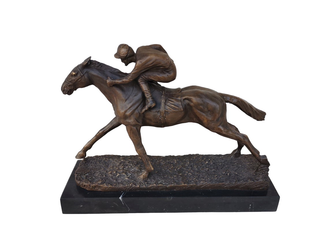 Bronze Racing Horse Jockey on Horseback - Etsy