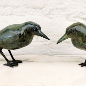 Pair of bronze birds - Bird ornaments - Easter decoration