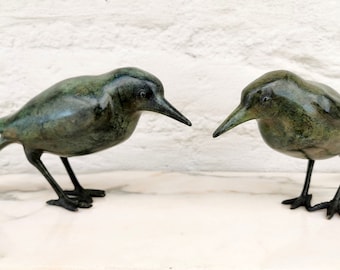 Pair of bronze birds - Bird ornaments - Easter decoration