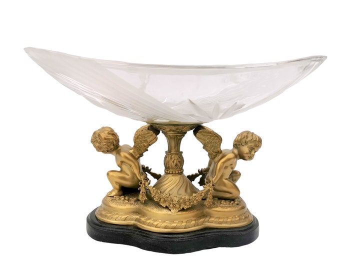 Beautiful glass bowl on bronze base - Luxury glass and bronze bowl