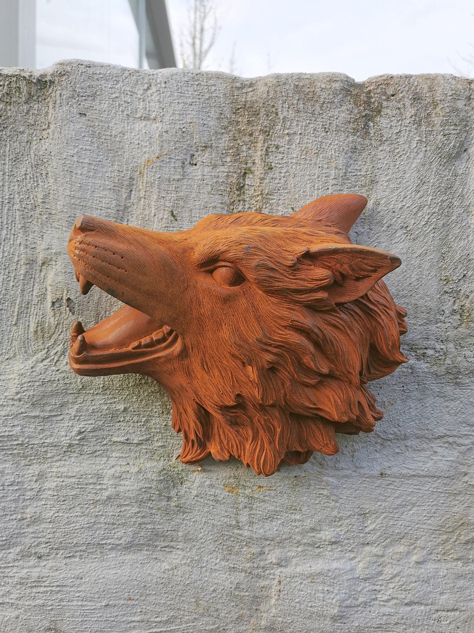 Wall Mount Wolf Head Wolf Head Cast Iron Wolf Etsy