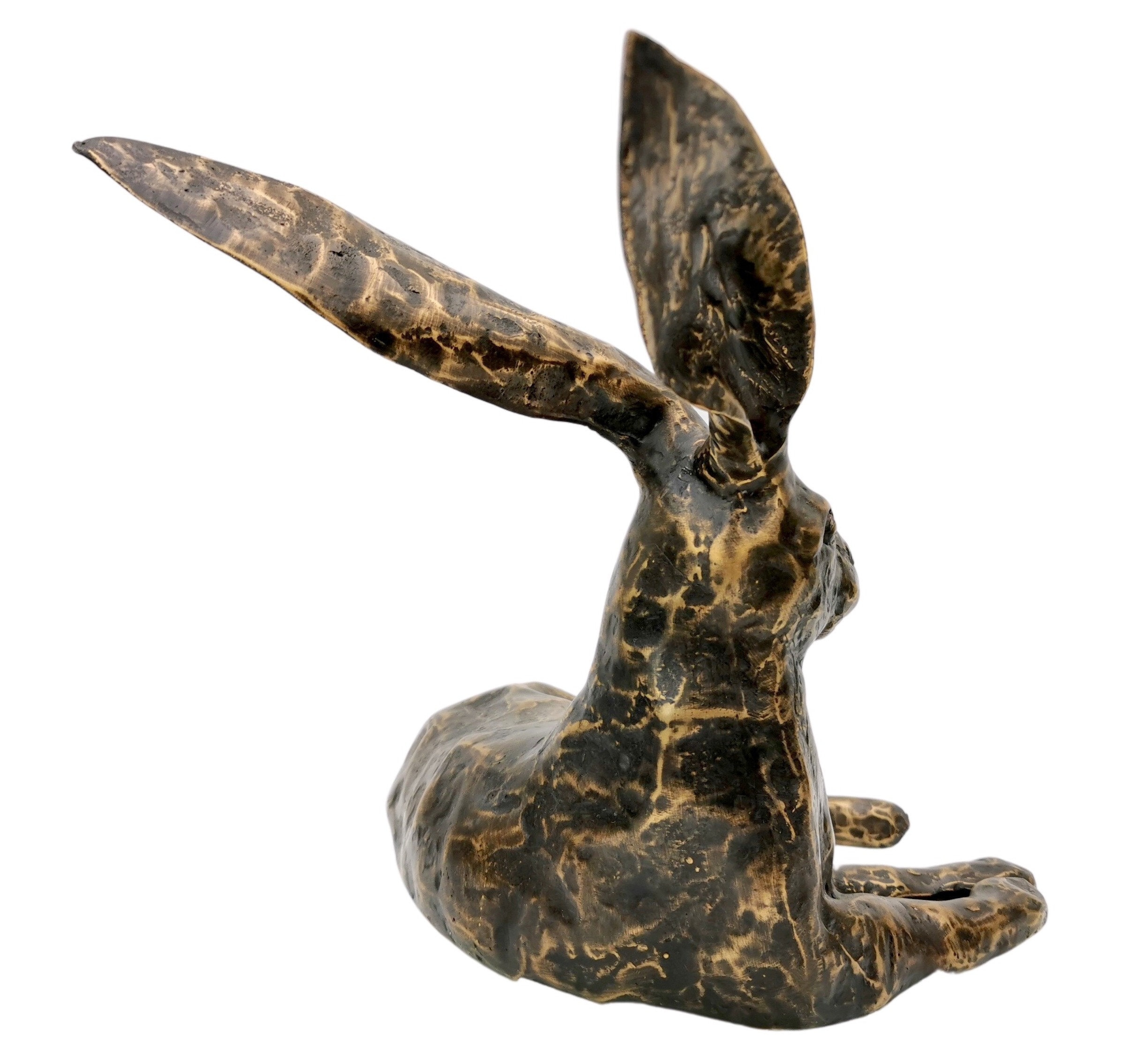 Bronze reclining Hare Bronze hare statue Lifelike hare