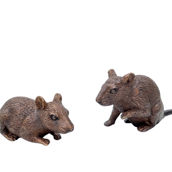 Une paire de souris en bronze - Ornements de souris - Figures de souris