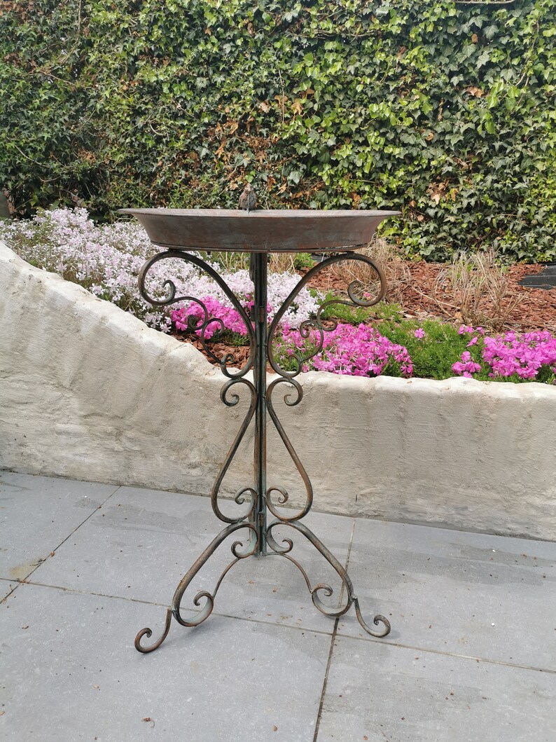 Wrought Iron Birdbath Animal Feeder Charming Garden Etsy UK