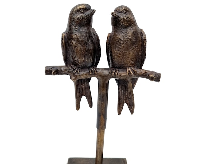 Birds on a stick - Birds in love - Swallows -  Bronze Gift Idea