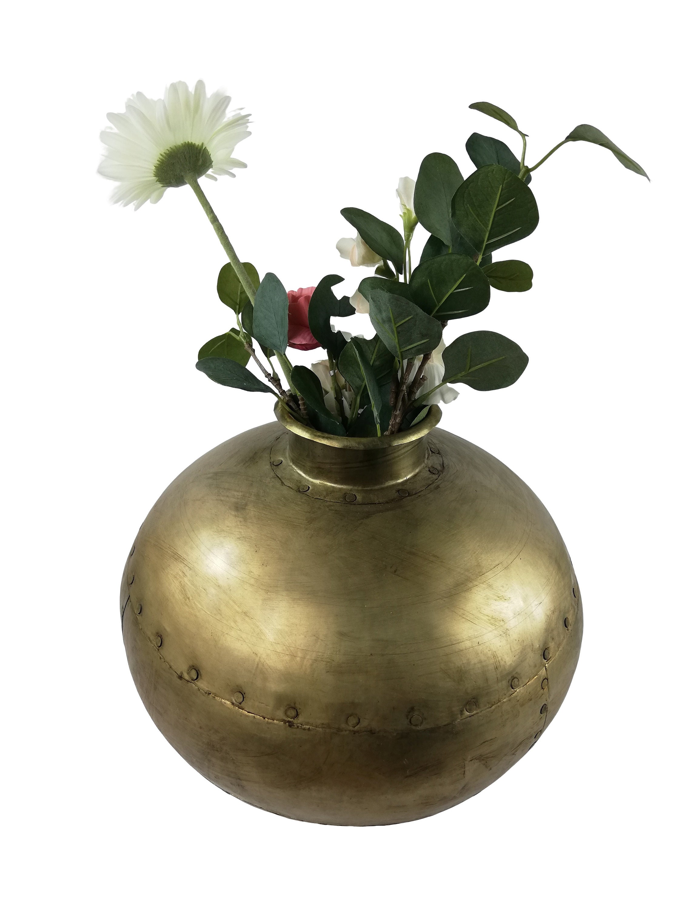 large gold colored flower vase brass large gold colored flower vase brass