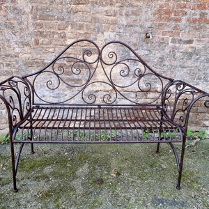 Wrought iron garden bench - Patio bench - Decorative garden bench