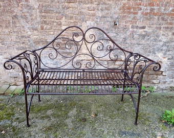 Wrought iron garden bench - Patio bench - Decorative garden bench