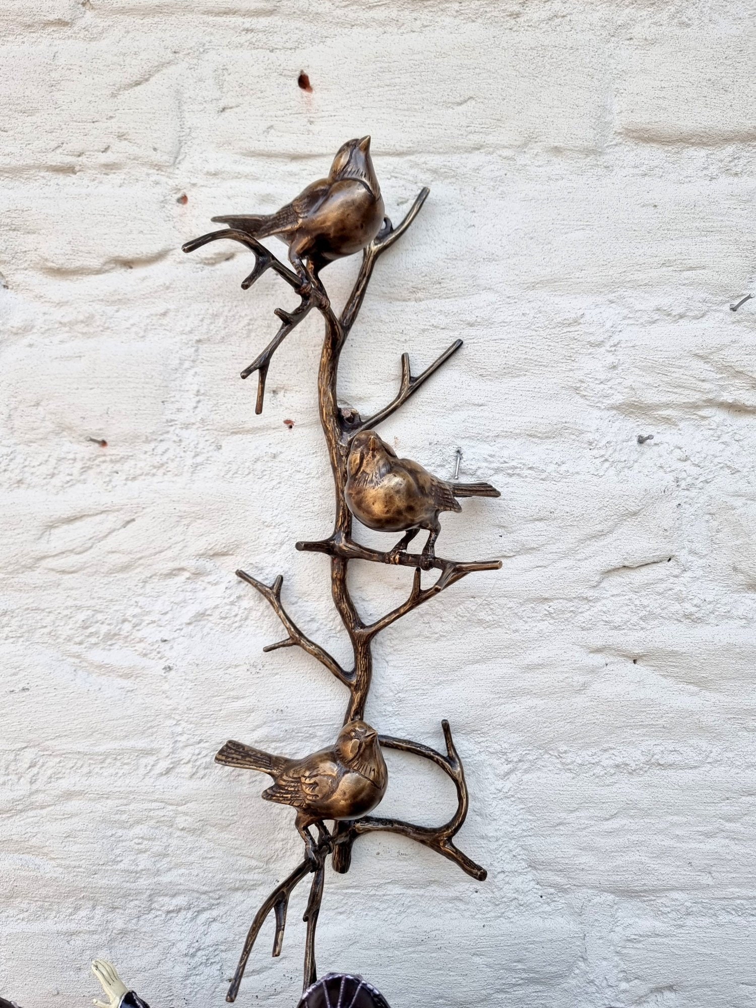 Bronze wall decor Birds on a twig Wall sculptures Bronze wall art