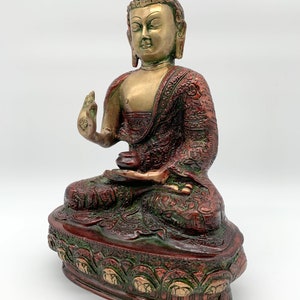 Statue Bouddha décoration intérieur en laiton - 14 cm