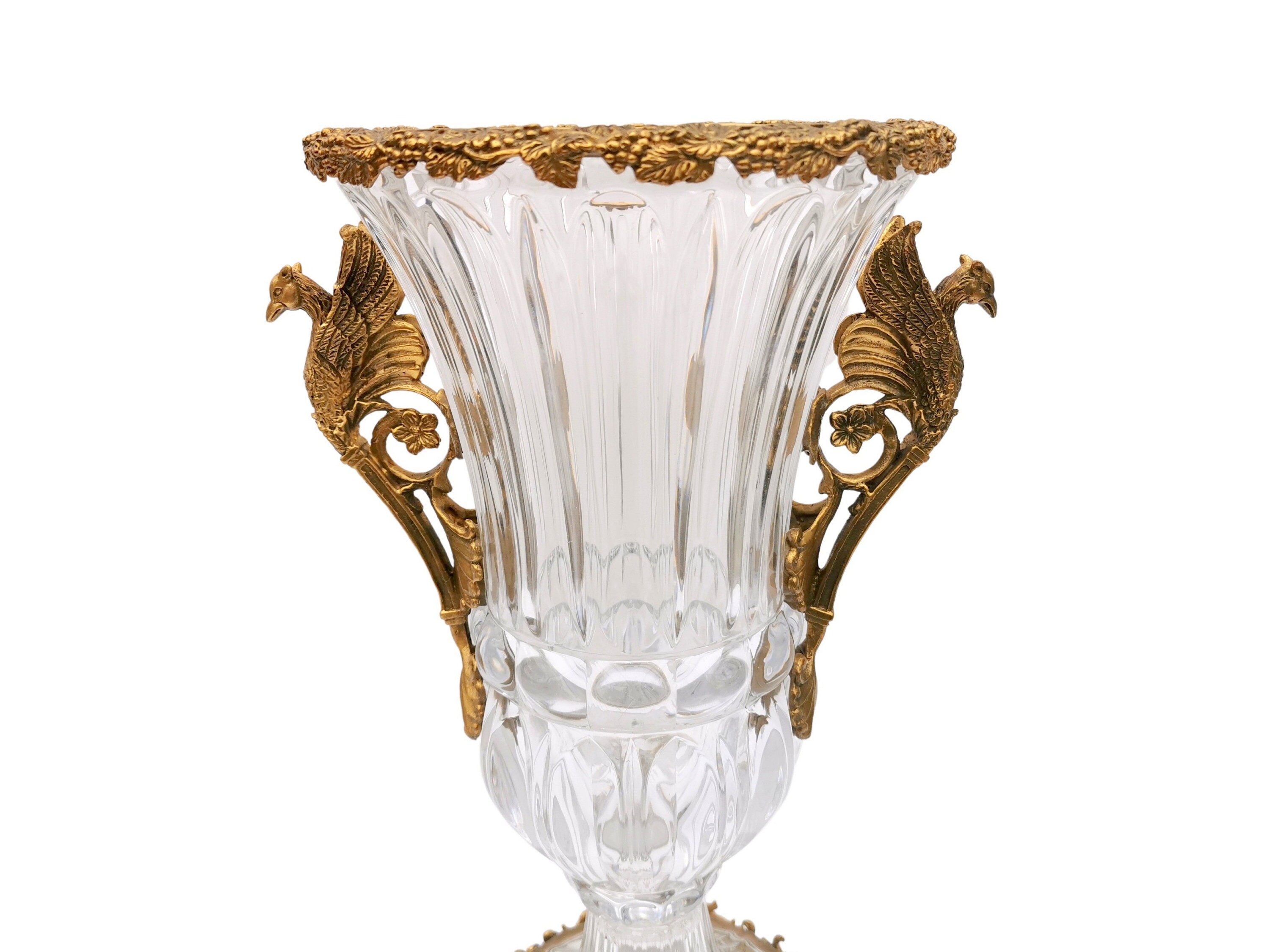 Crystal vase with bronze ornaments Luxury crystal vase