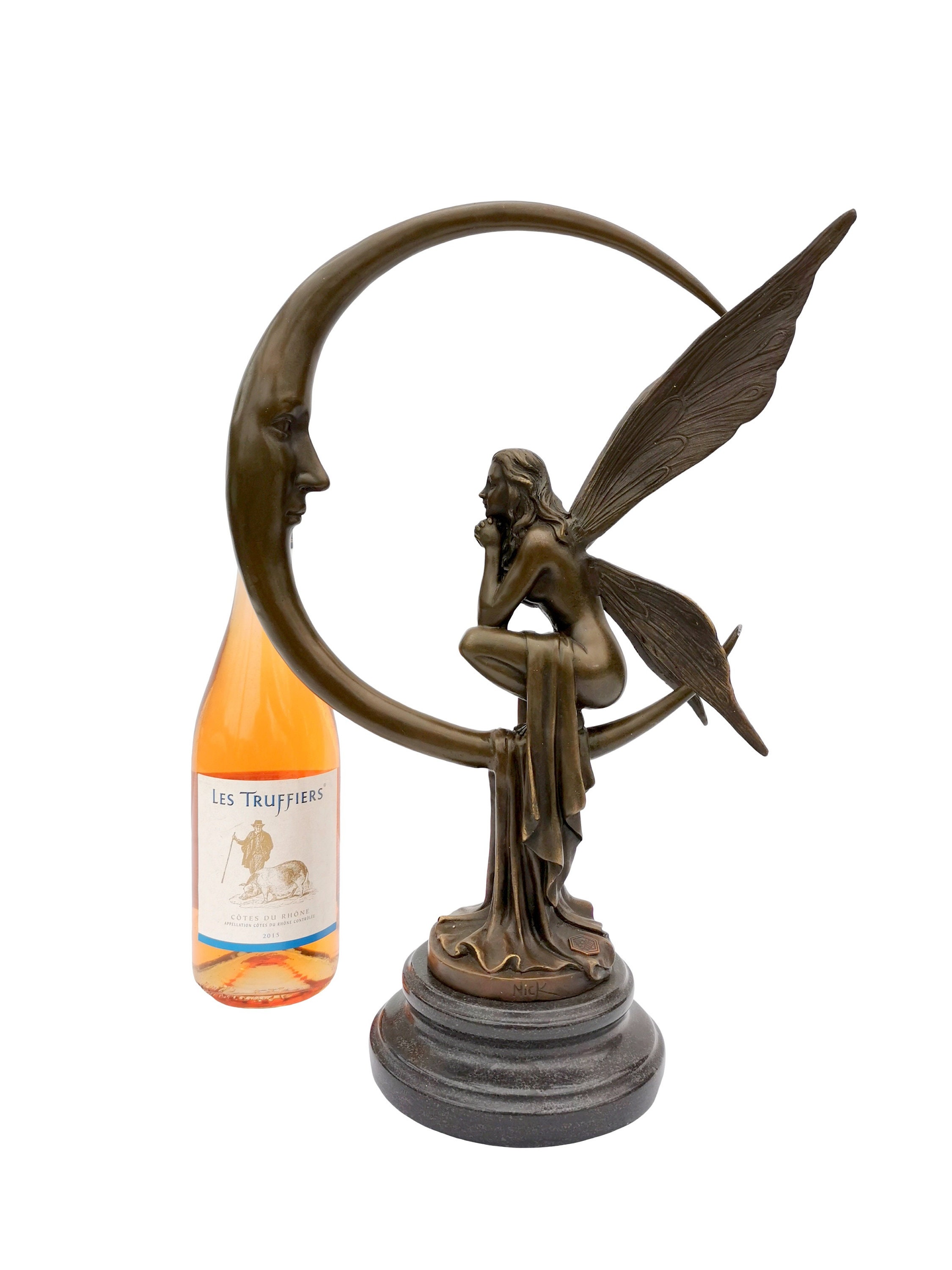 Amazing Bronze Sculpture Of A Bronze Fairy Sitting On The Moon Etsy 日本 Amazing Bronze Sculpture Of A Bronze Fairy Sitting On The Moon Etsy 日本