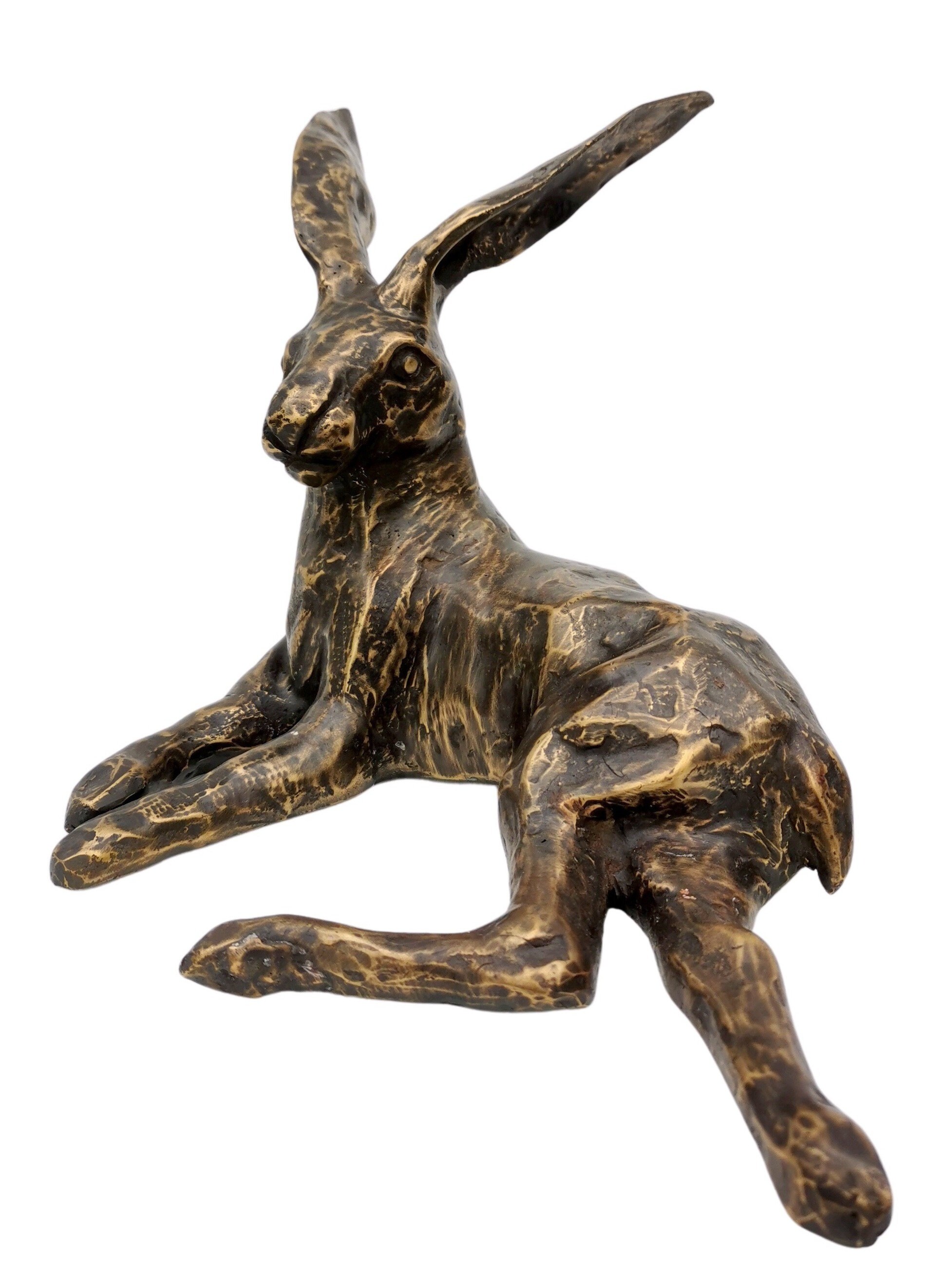 Bronze reclining Hare Bronze hare statue Lifelike hare