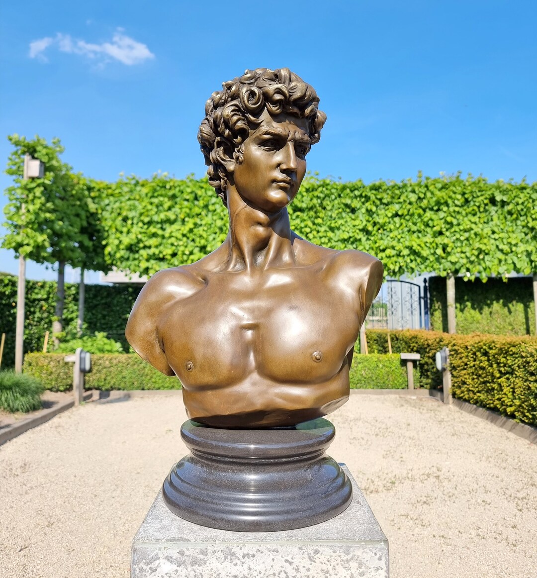 Large Bronze Male Bust David by Michelangelo Bronze Bust Artwork Etsy