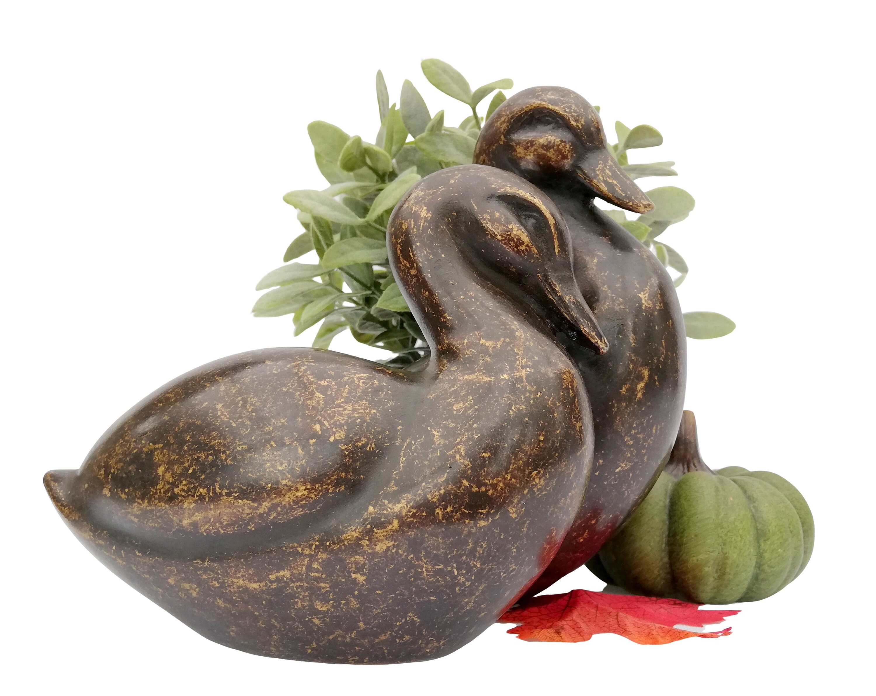 A couple of loving ducks Bronze sculpture