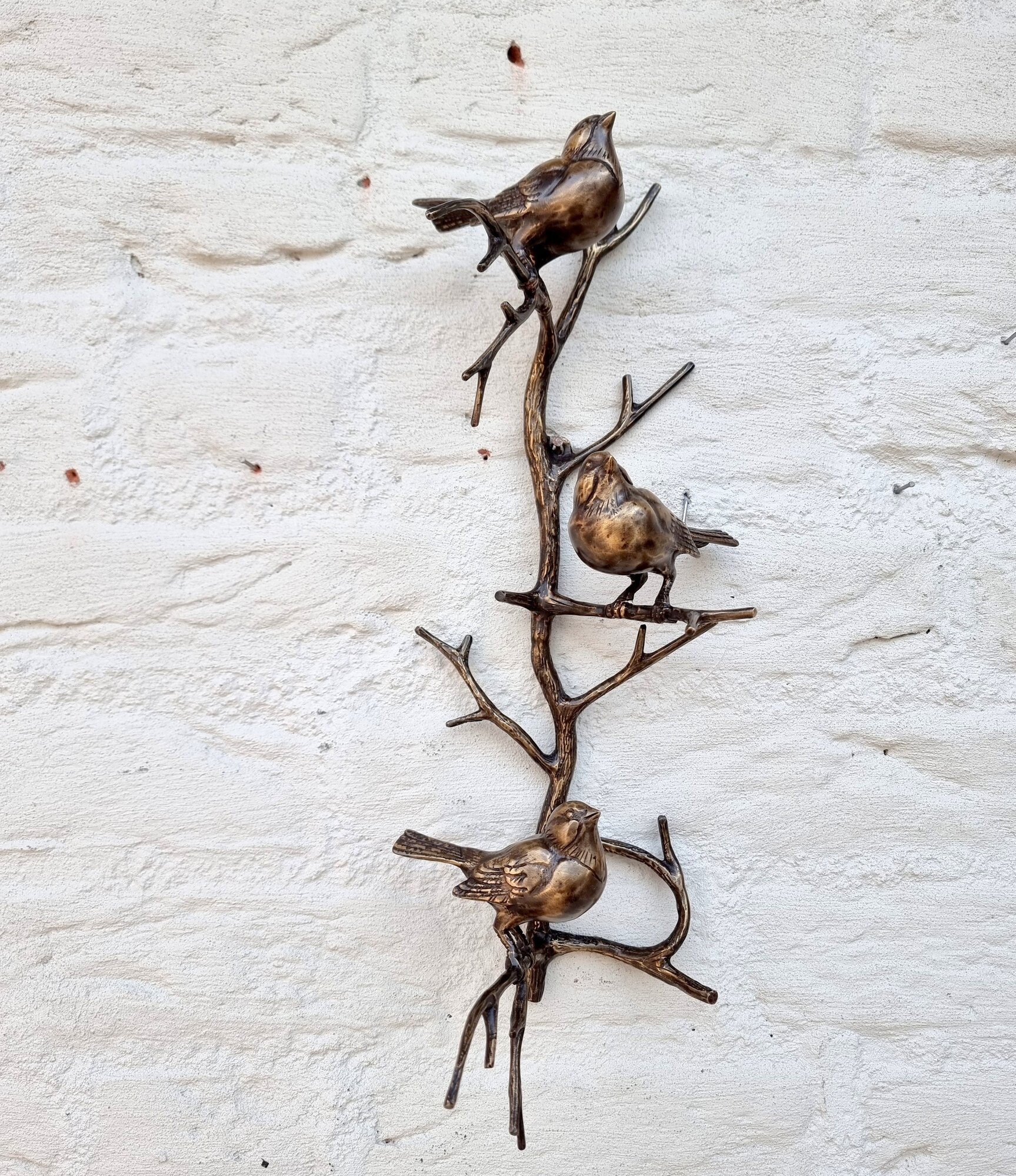 Bronze wall decor Birds on a twig Wall sculptures Bronze wall art
