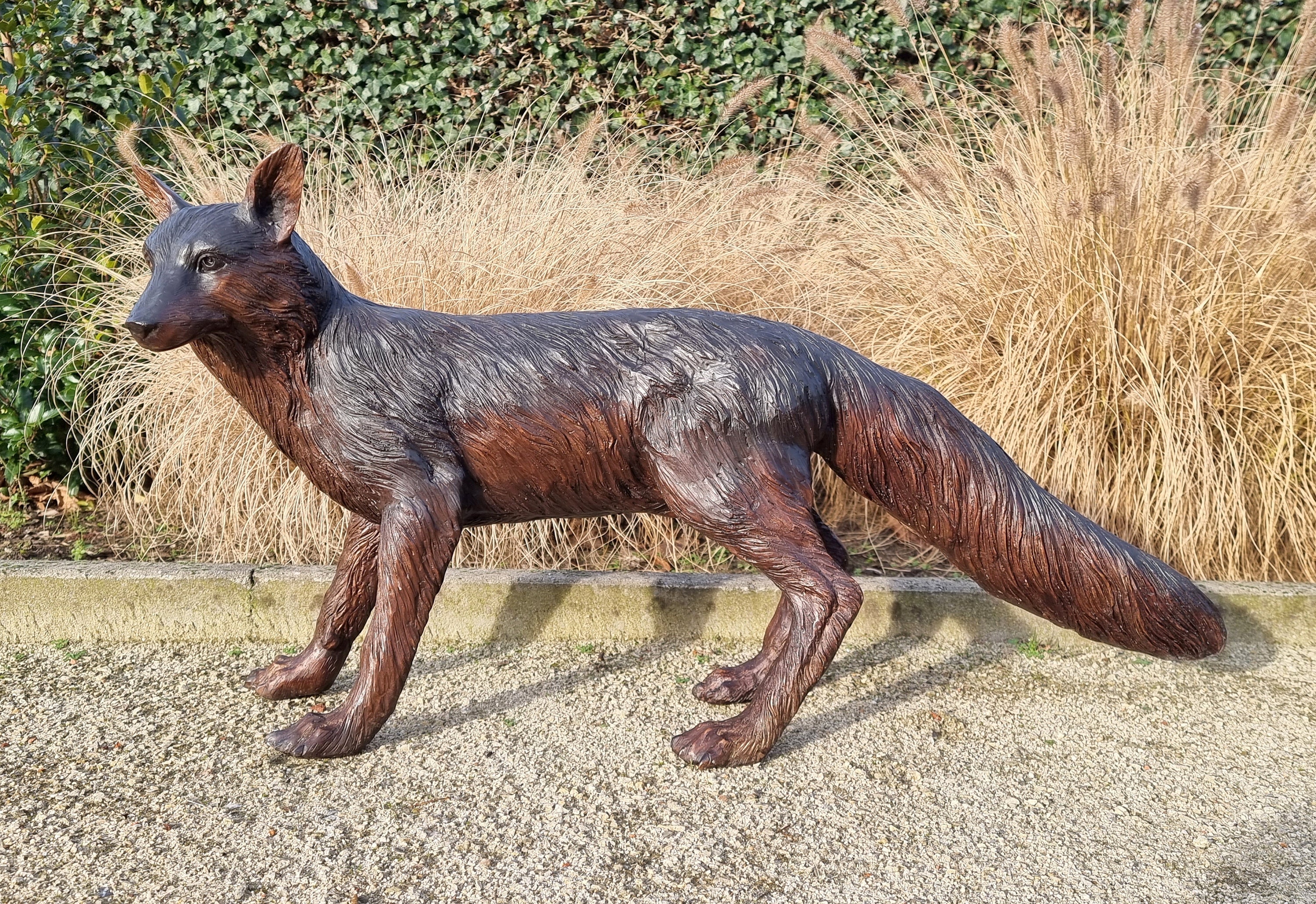 Lifelike bronze sculpture of a fox 36 inches Bronze animals bronze