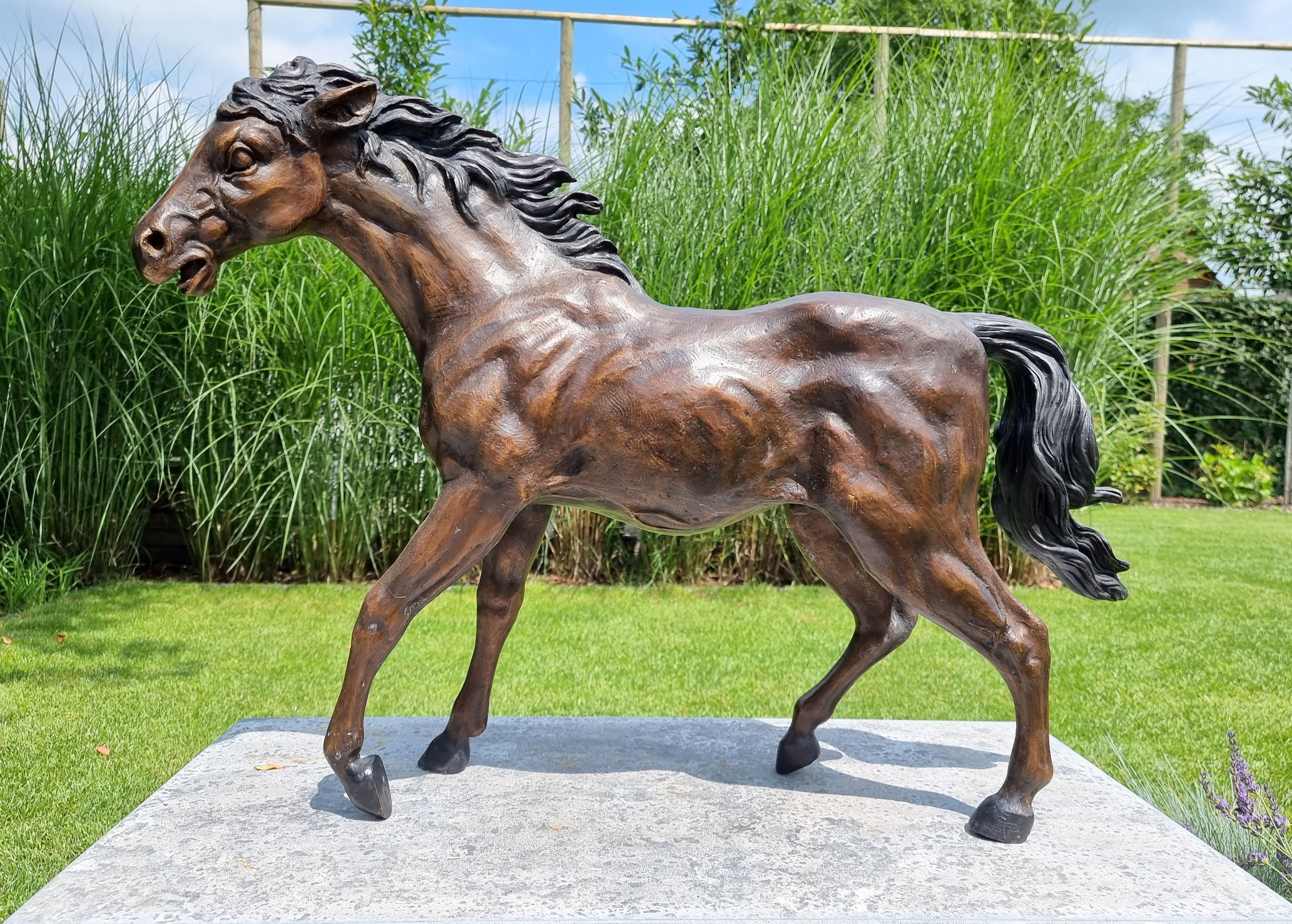Bronze horse Horse at a trot Bronze garden sculptures