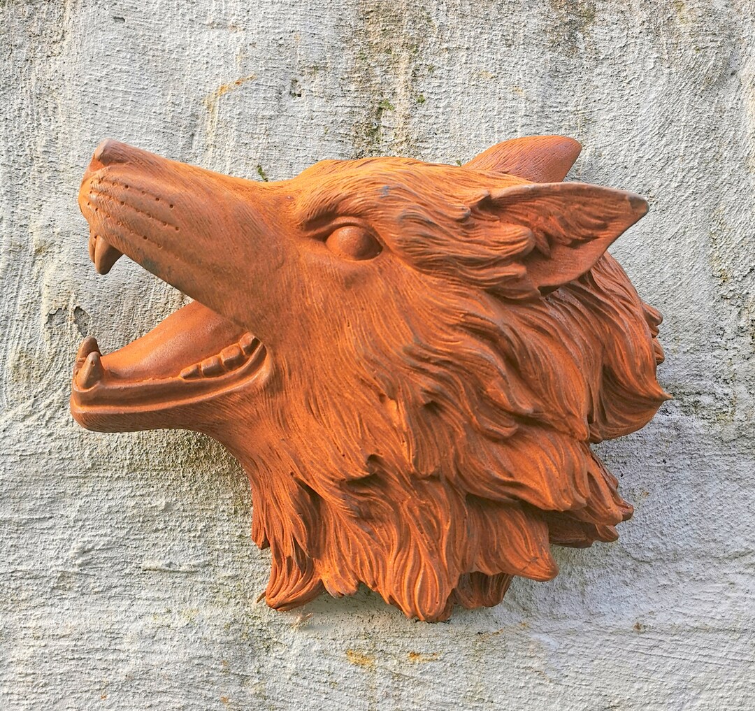 Wall Mount Wolf Head Wolf Head Cast Iron Wolf Etsy