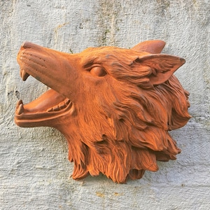 Wolf’s Head - Sculpture murale - Loup de fonte