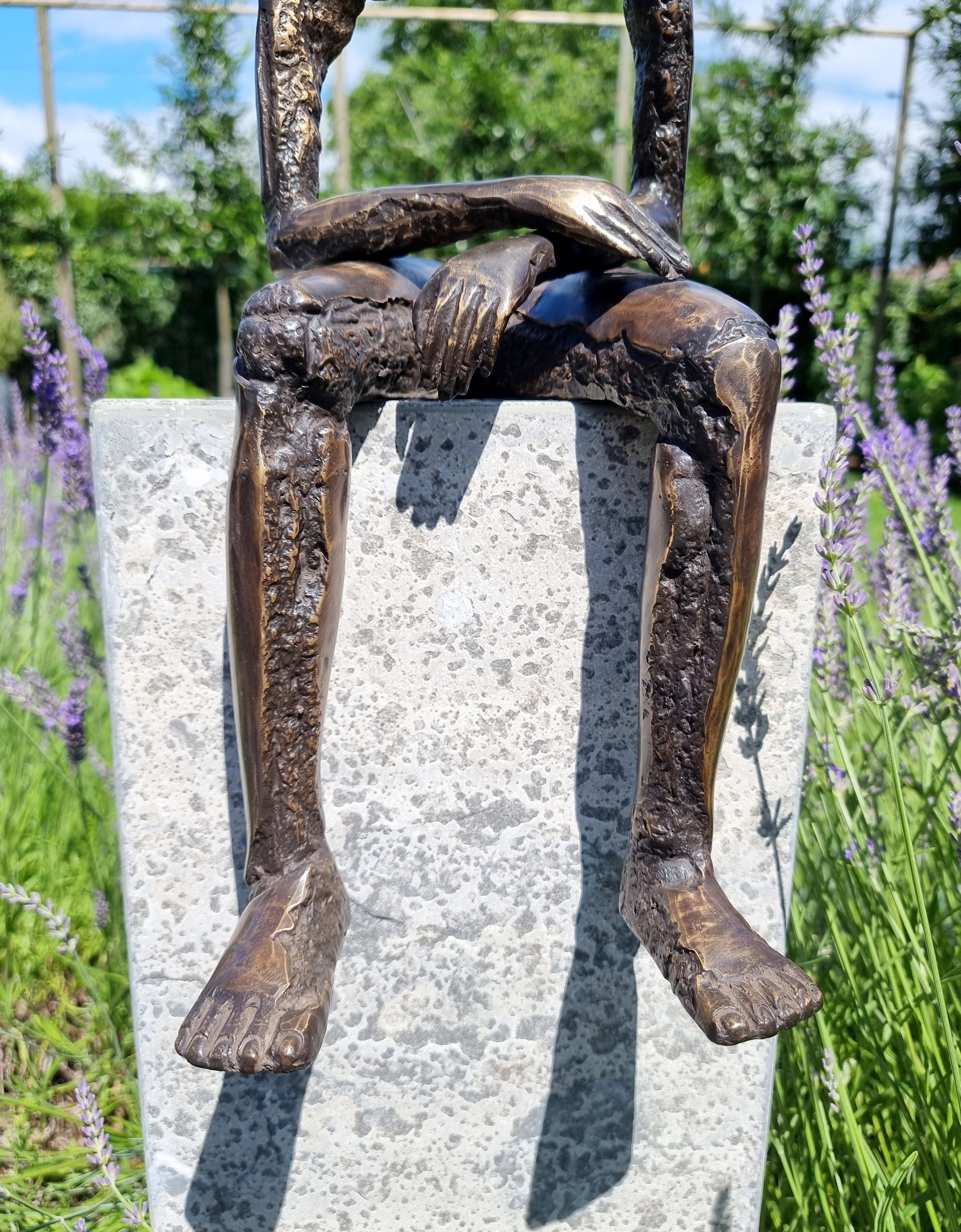 Modernist Bronze Sculpture Seated Bronze human Seated Giant