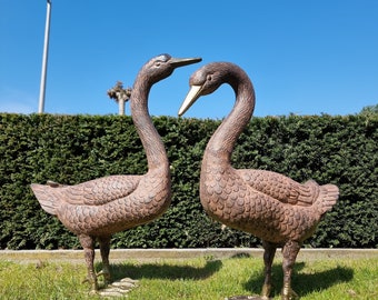 Couple of swans - Couple of geese - Lifelike wild birds - Waterfowl - animals in love - pond art