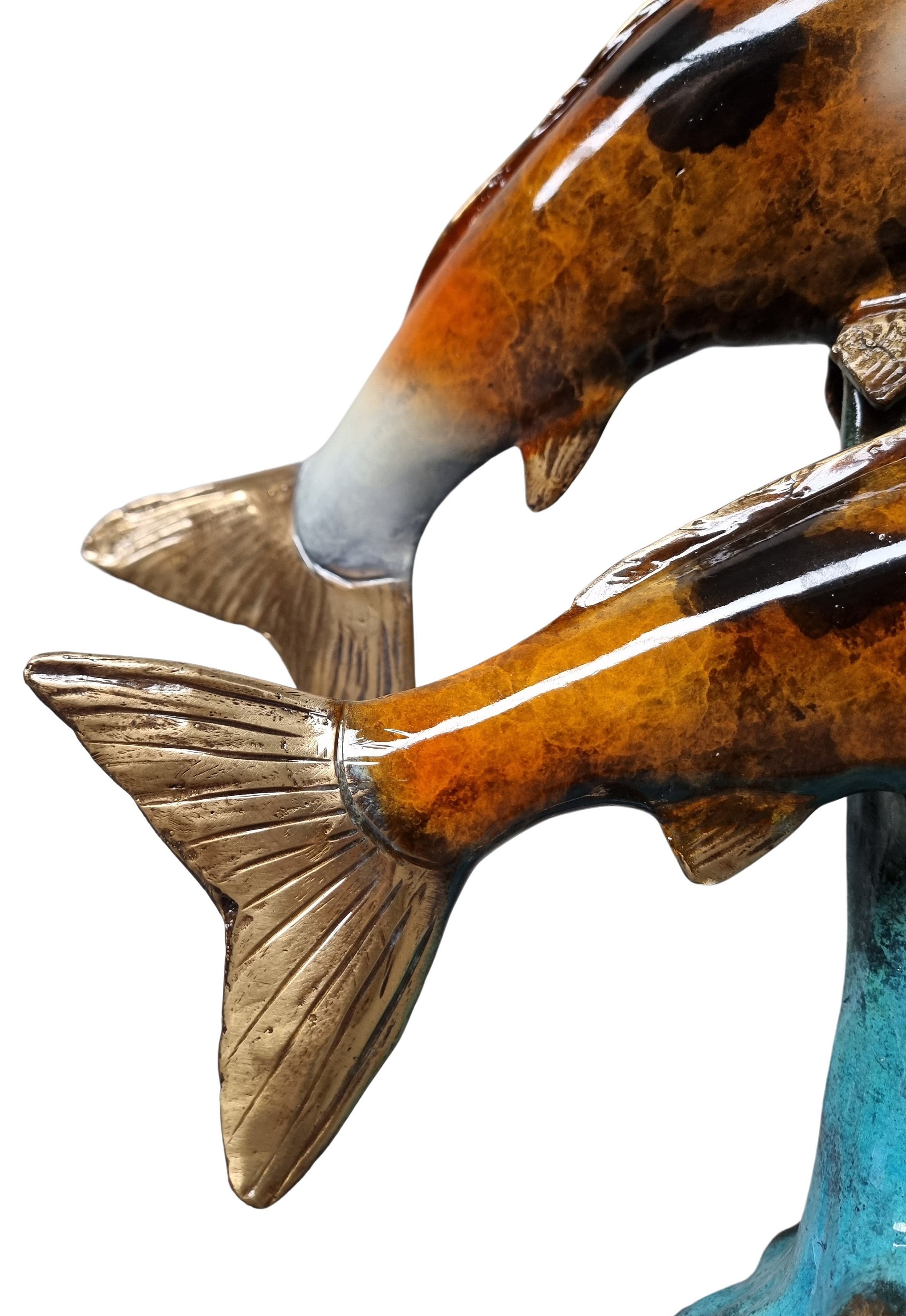 Excellent bronze sculpture of 2 Koi fish A real trophy Eyecatcher Luxurious bronze