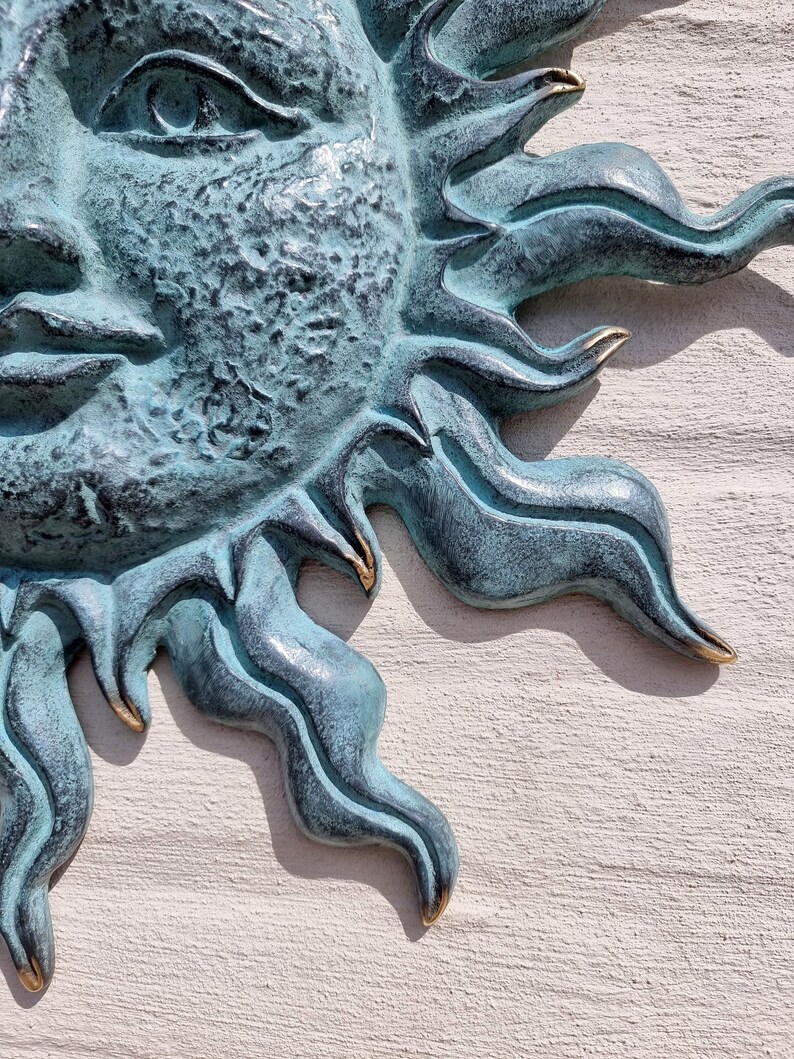 Bronze Sun Sculpture Sun Face Bronze Garden Decor Etsy