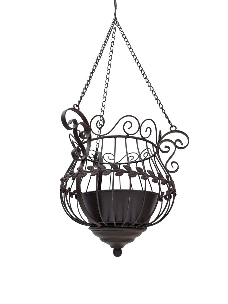 Beautiful Wrought Iron Flower Basket Hanging Flower Basket Etsy