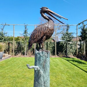 Life-size Pelican Bronze fountain Bronze garden sculptures Lawn art image 6