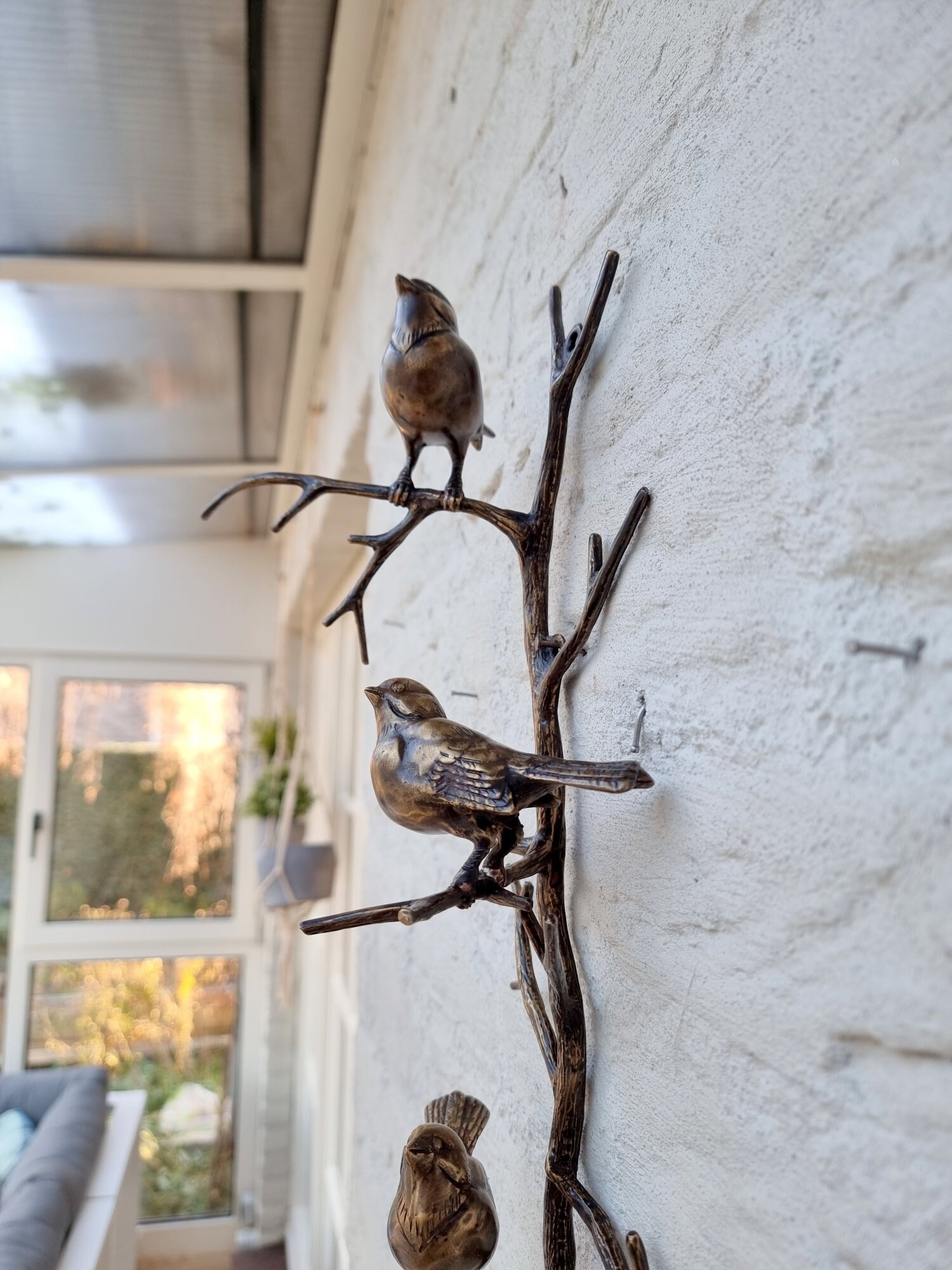 Bronze wall decor Birds on a twig Wall sculptures Bronze wall art
