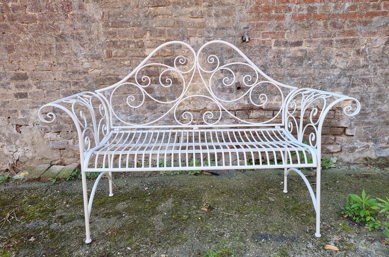 Wrought iron garden bench Patio bench Decorative garden bench image 7