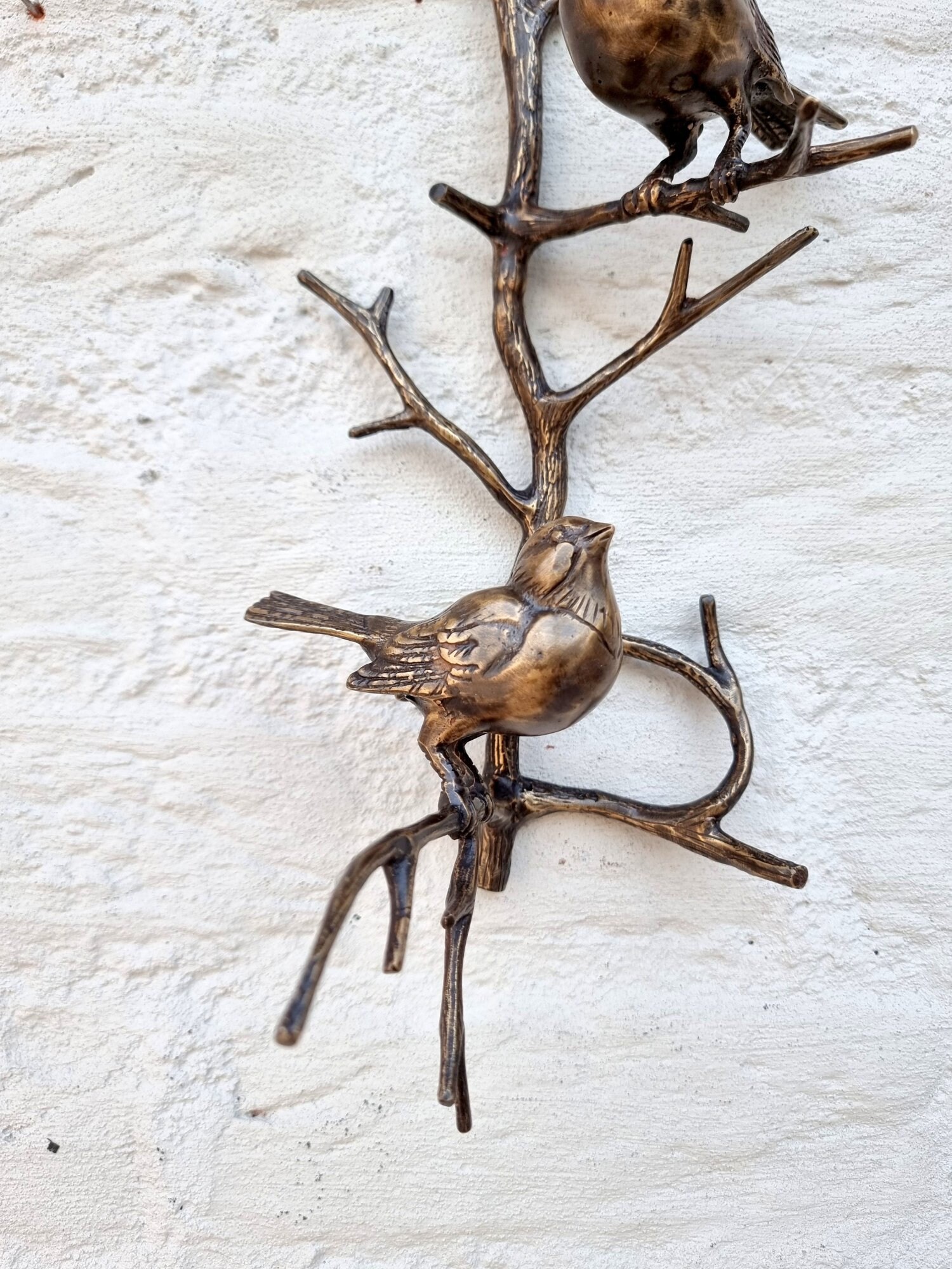 Bronze wall decor Birds on a twig Wall sculptures Bronze wall art