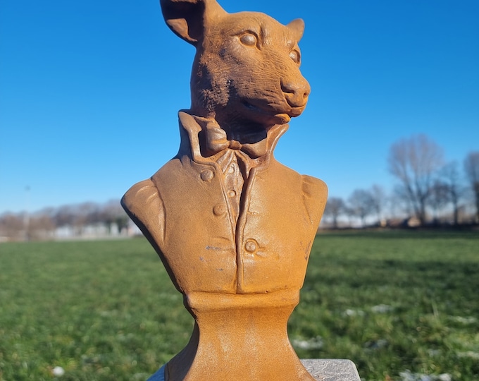 Iron bust of a dog - Dressed dog - Iron greyhound - Greyhound bust - borzoi - Cottage core garden and design