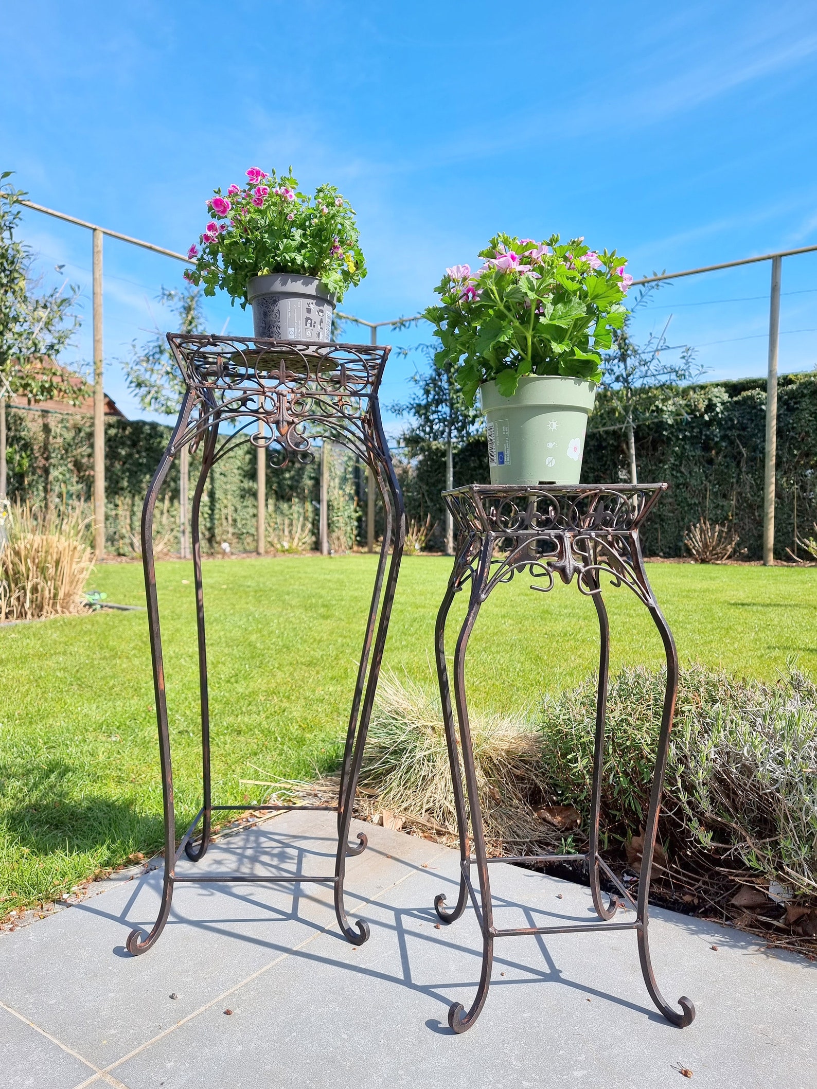 2 Flower Tables Flower Stands Decorative Tables Terrace Etsy