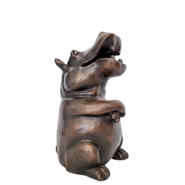 Super cute bronze hippopotamus - Bronze garden decoration - Bronze hippo water spitter - hippopotamus fountain