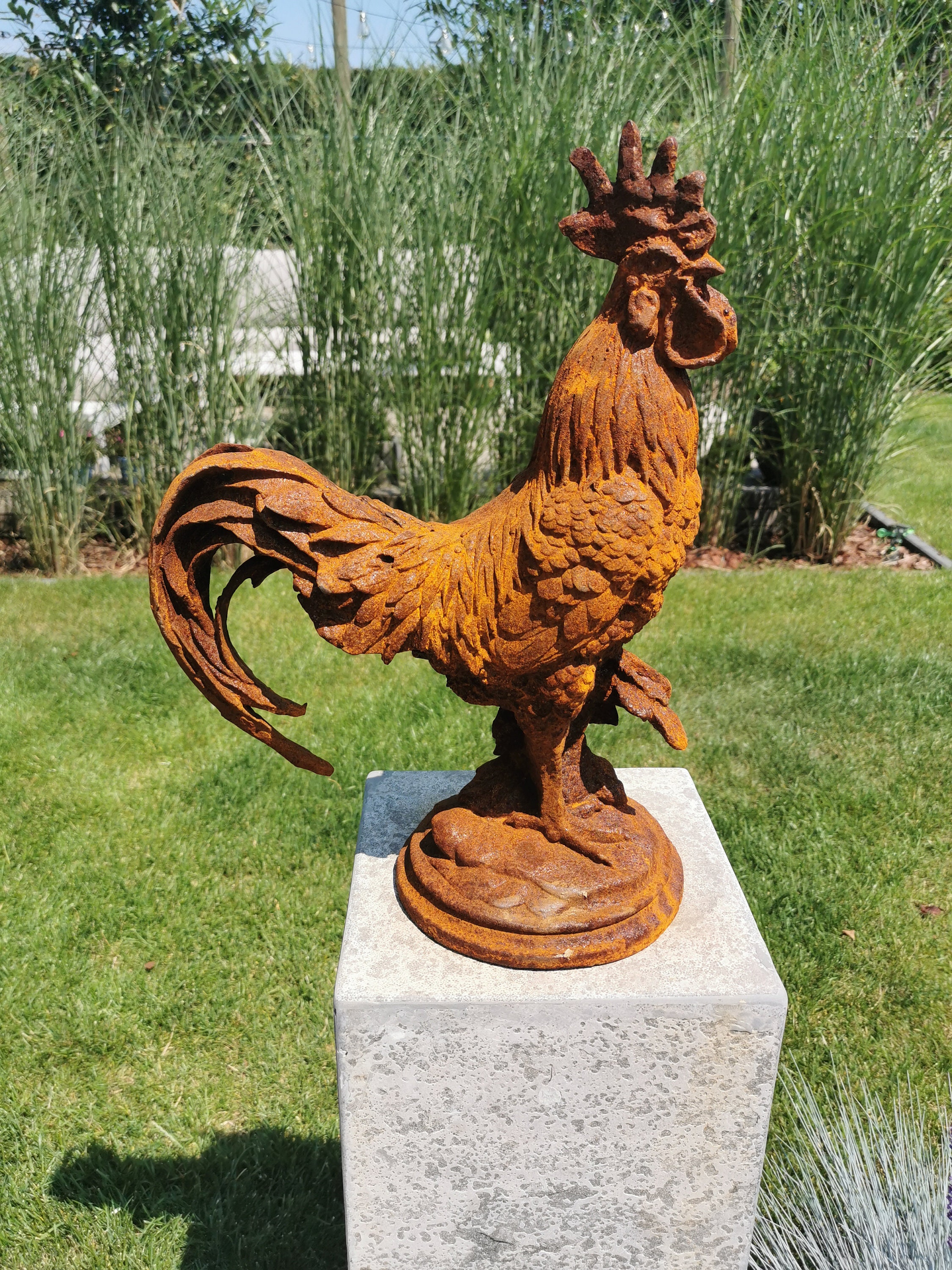 1pc Ornements En Fer Forgé Coq Poule Décoratif Jardin Statue