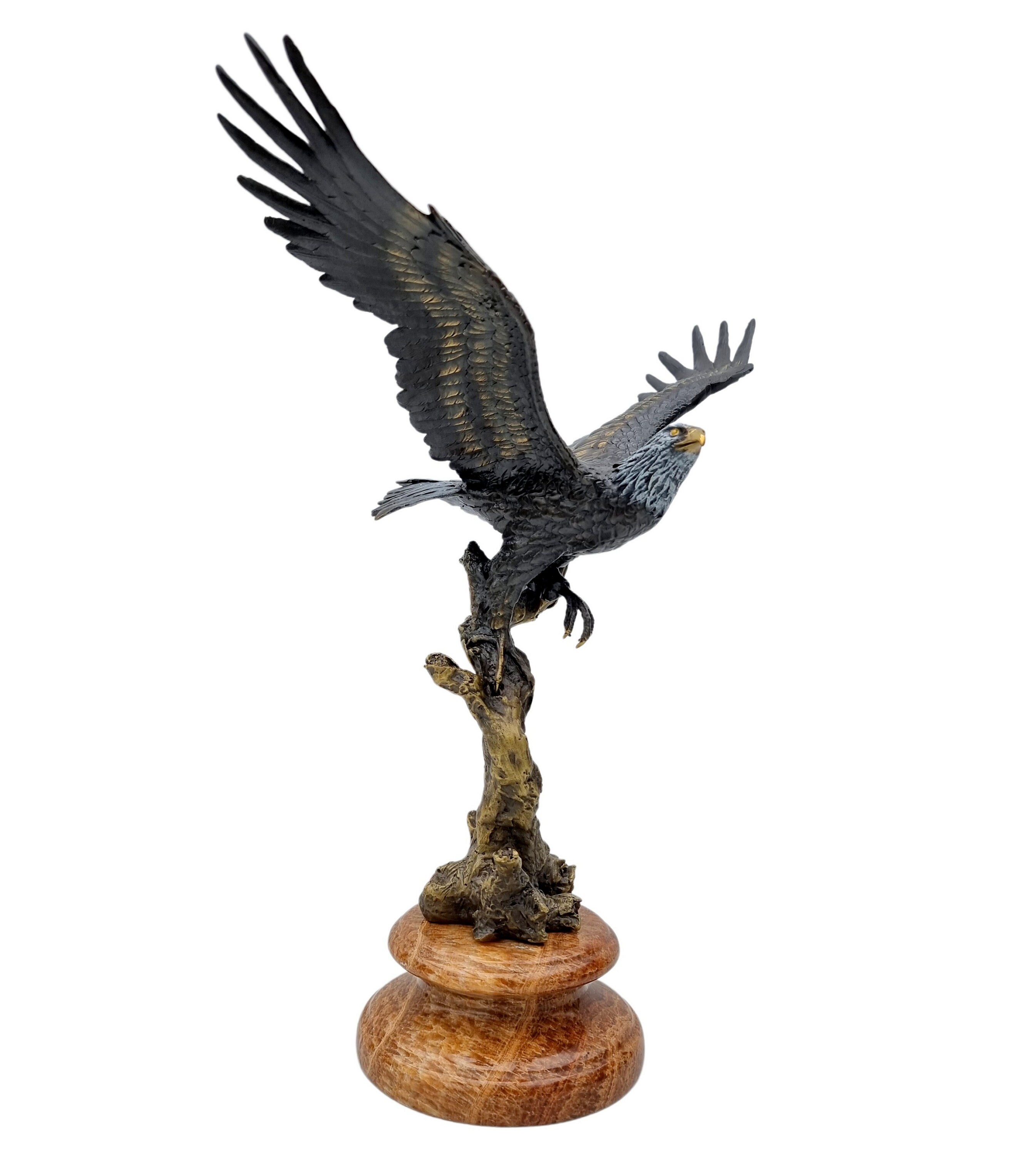 Bronze sculpture of a flying eagle Colored bronze