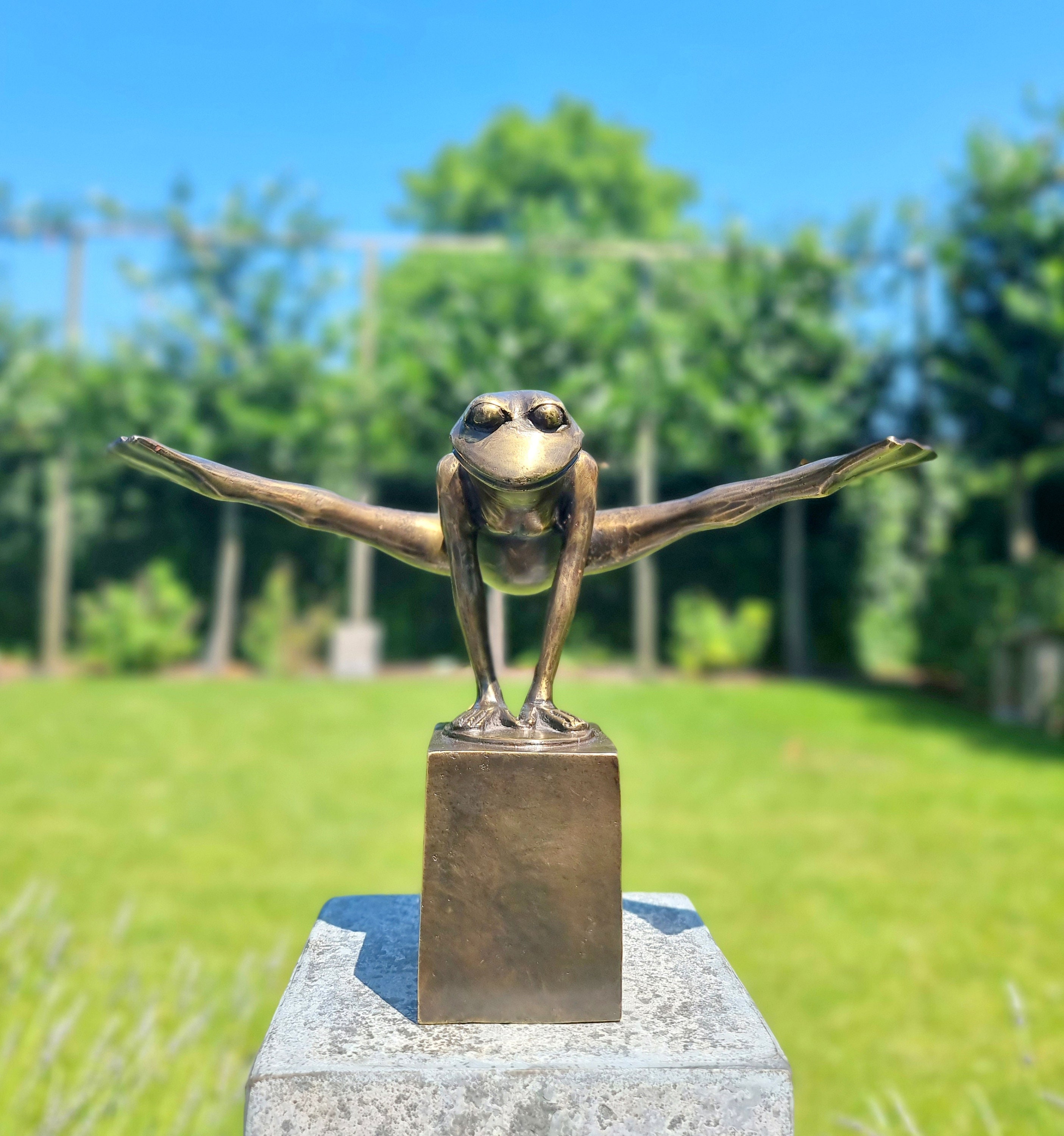 Acrobatic frog Bronze frog Garden and home decoration frog