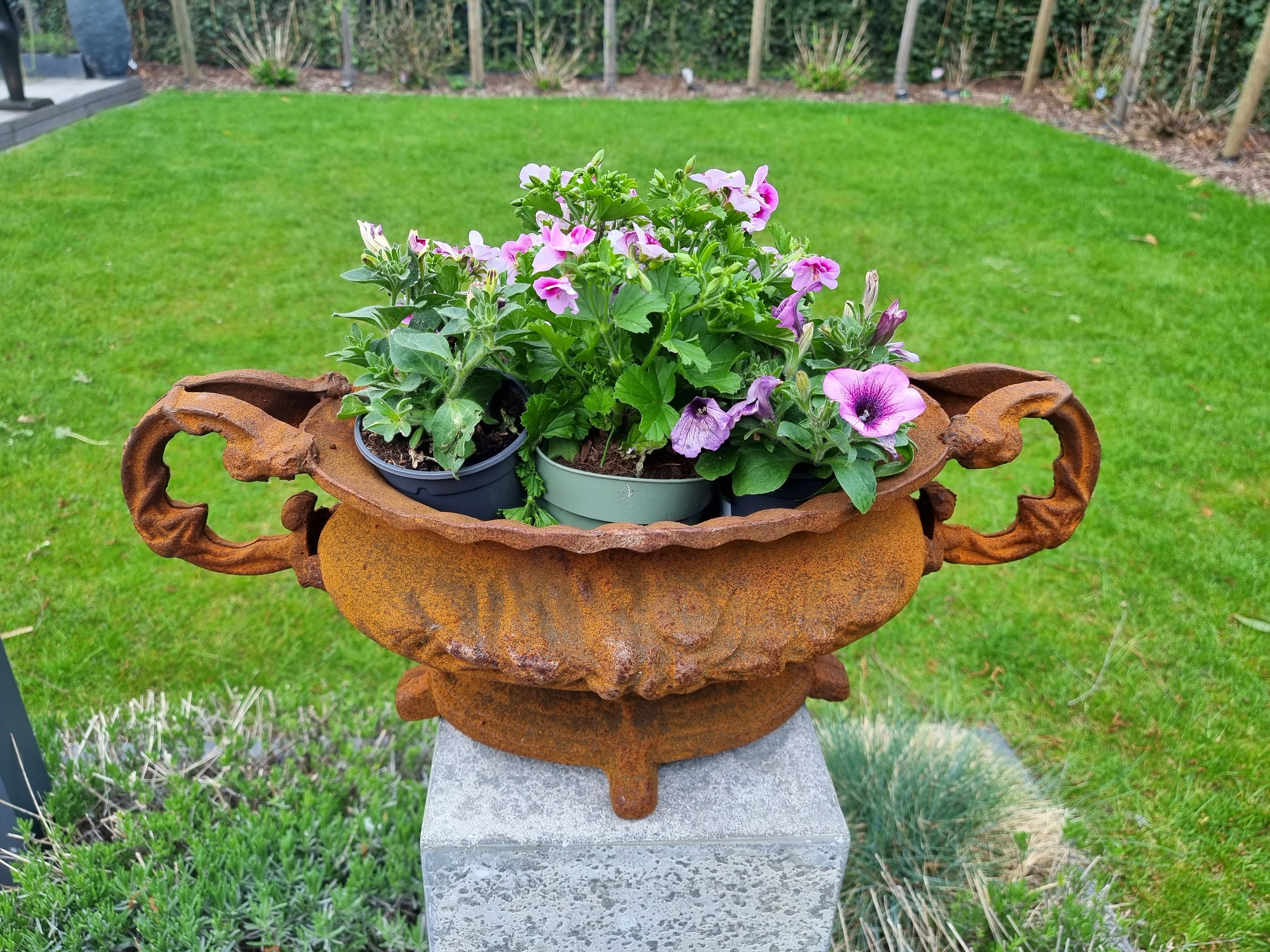 Cast iron flower pot Garden vase cast iron jardinière 24 inches