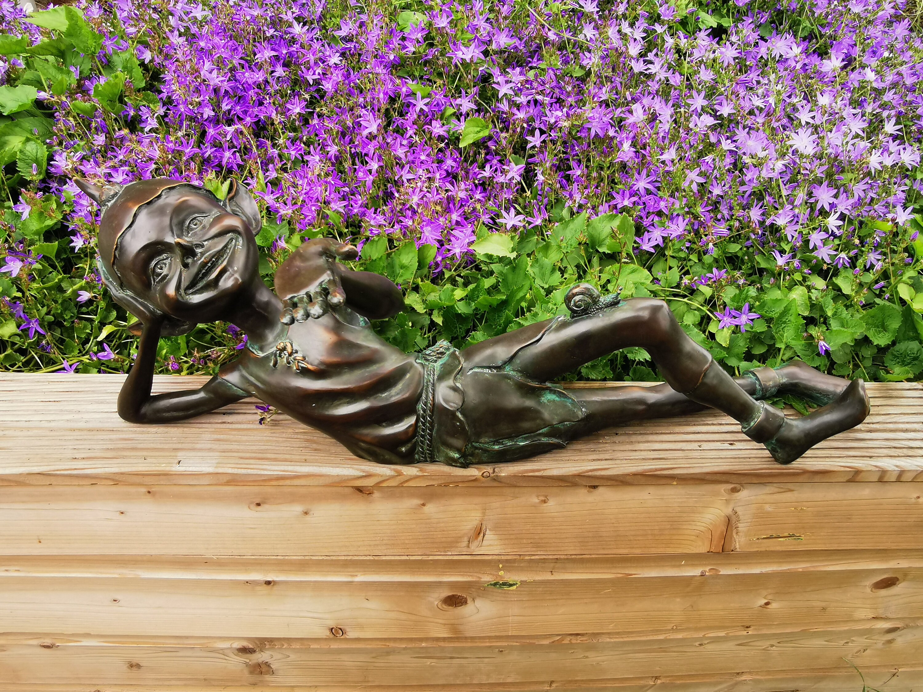 Large bronze pixie garden gnome Bronze garden decor Elf