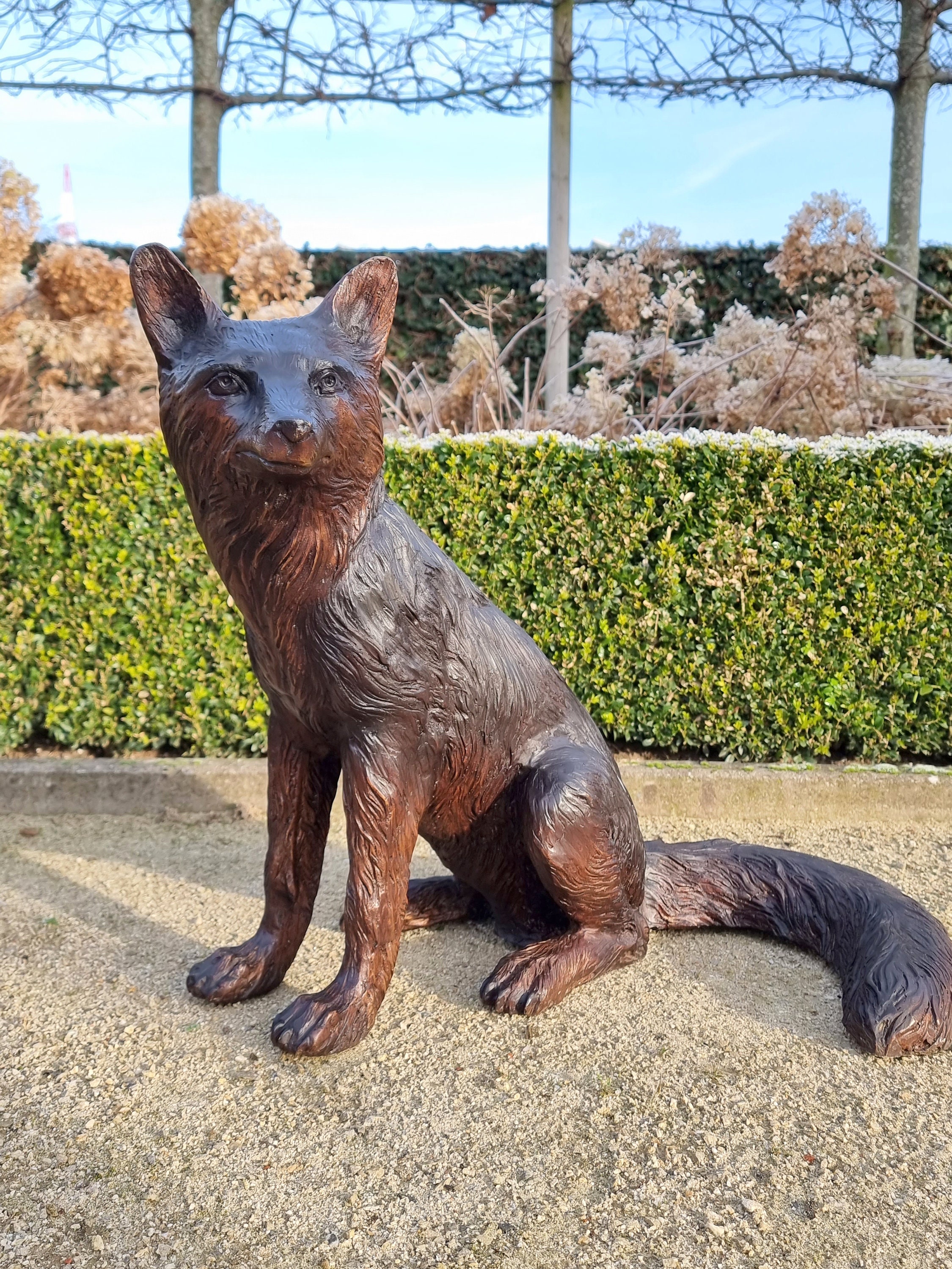 Lifelike Bronze Sculpture of a Fox 24 Inches Bronze Animals Bronze