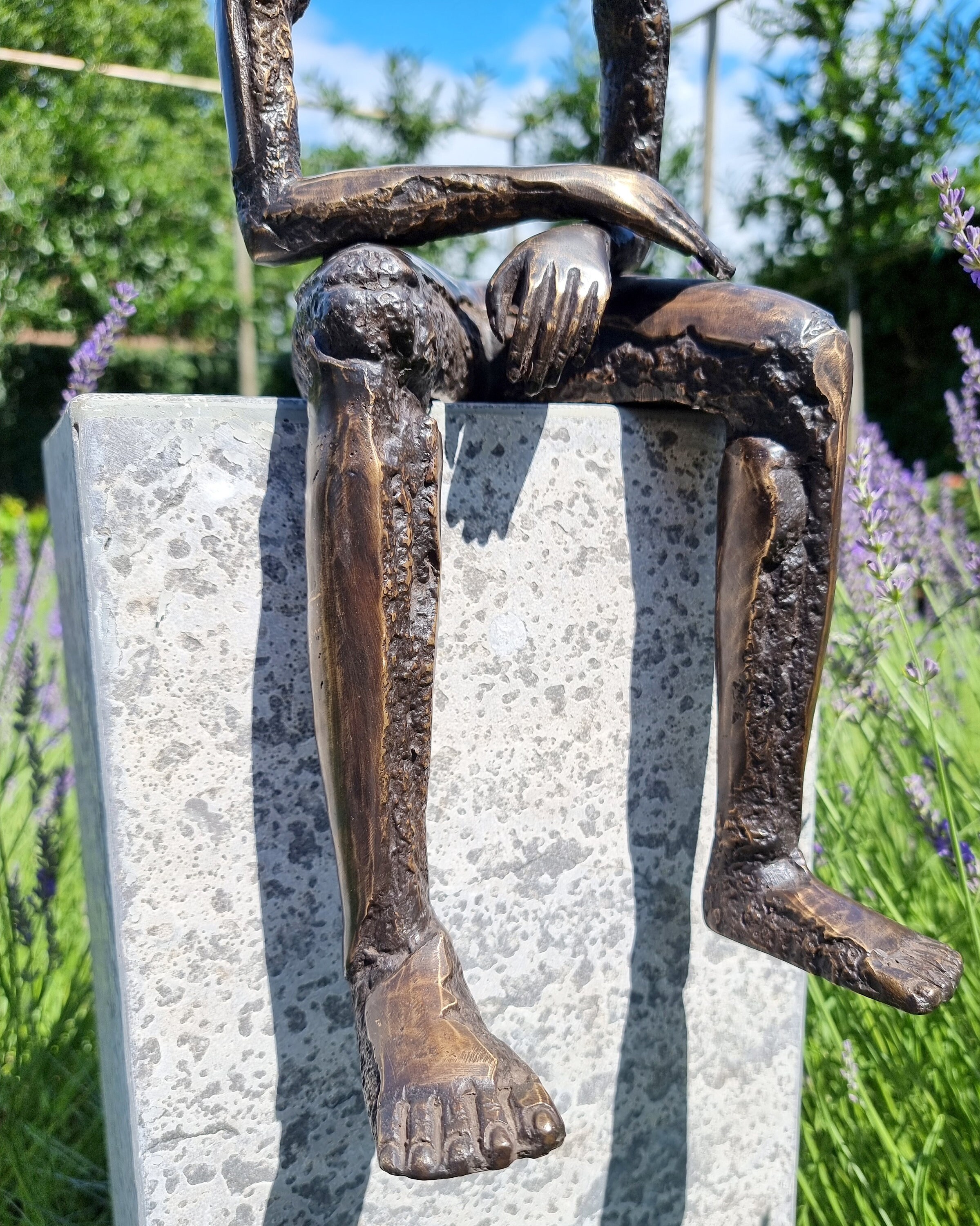 Modernist Bronze Sculpture Seated Bronze human Seated Giant
