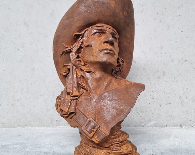 Bust of a cowboy - Beautiful expression - Cast iron sculptures - Western Male bust